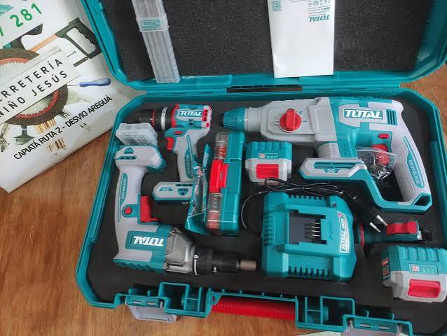 Coffret kit combo sans fil TOTAL TOSLI250591 Brushless 20 V avec 5 outils et 2 batteries
