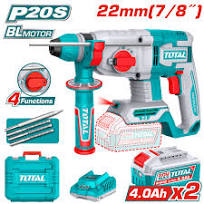 Marteau perforateur sans fil TOTAL TRHLI212282 20 V brushless SDS-Plus avec 2 batteries