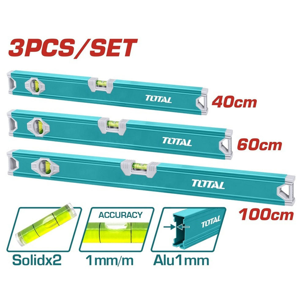 Set 3 pieces niveau a eau 40-60-100cm TOTAL THT10403