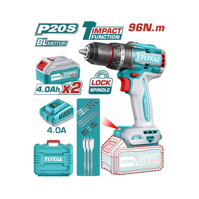 VISSEUSE PERCEUSE A PERCUSSION 20V 96N.m TOTAL TIDLI20968