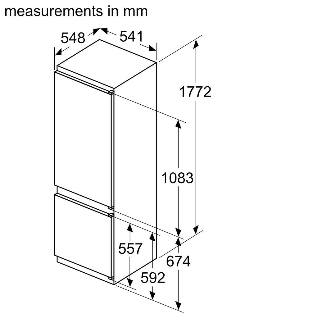 Schéma des dimensions d'encastrement du Bosch KIV87NSF0