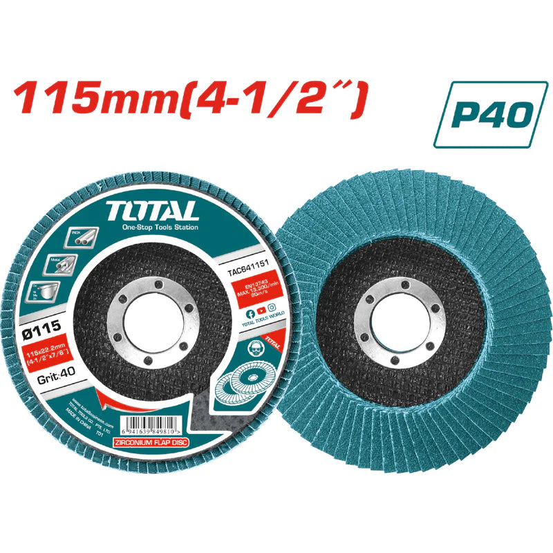 Disques à lamelles en zirconium. 115 mm x 22 mm TOTAL TAC641152