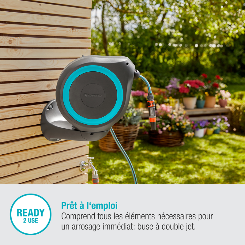 Dévidoir RollUp S Gardena orientable à plus de 180 degrés