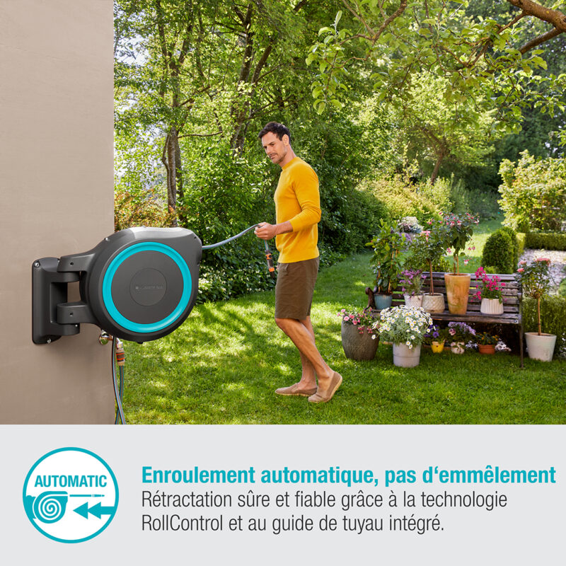 Dévidoir RollUp L Gardena - enroulement automatique du tuyau