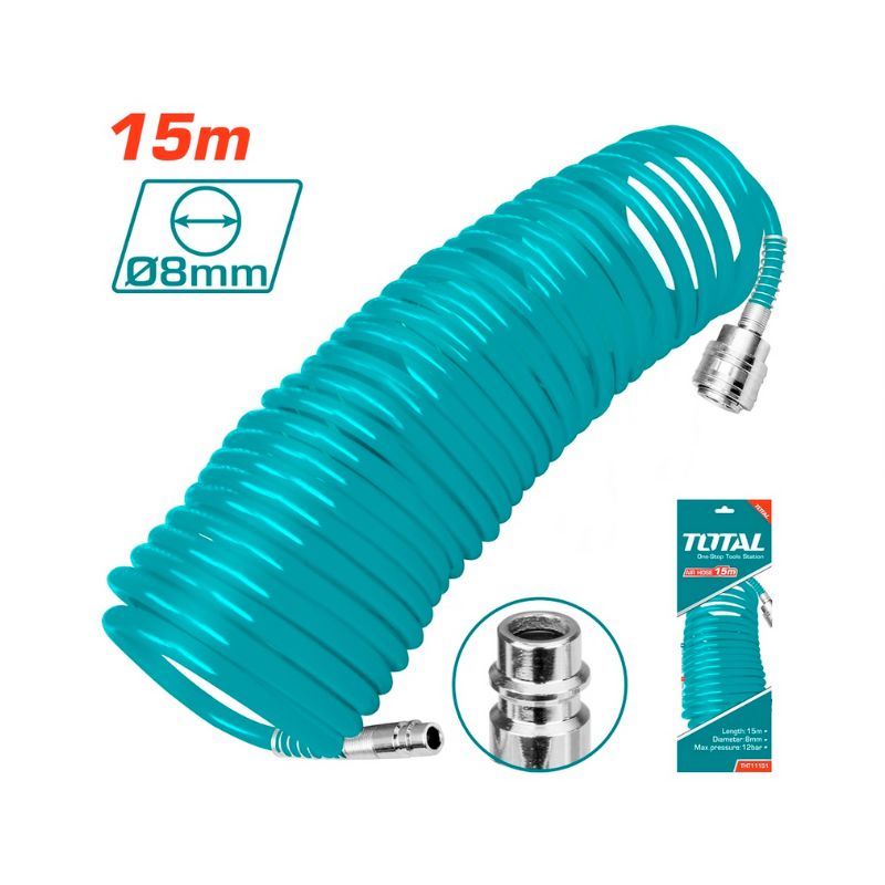 Tuyau d’air PU 15 m 8 mm TOTAL THT11151