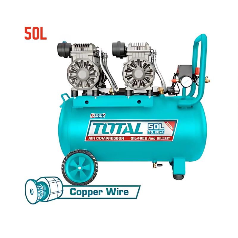 Compresseur d’air 50L double moteur – 2×1200W 3.2HP 8 Bars TOTAL TCS2240508