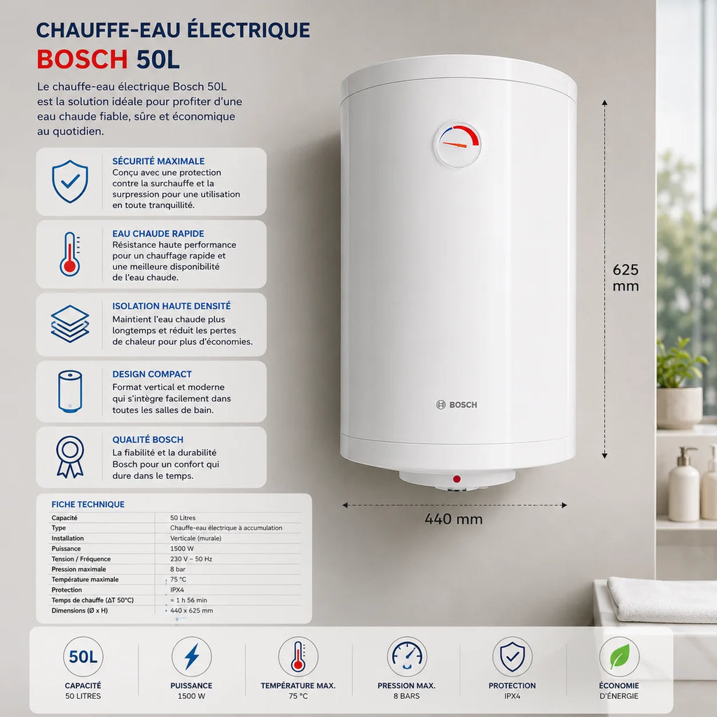 chauffe eau electrique Bosch 50L