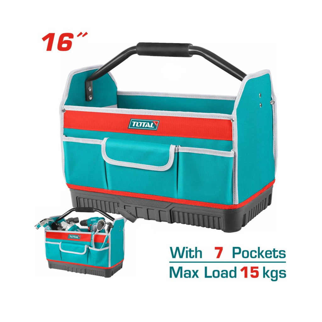Sac à outils rigide 16″ poignée métal TOTAL THT36L03