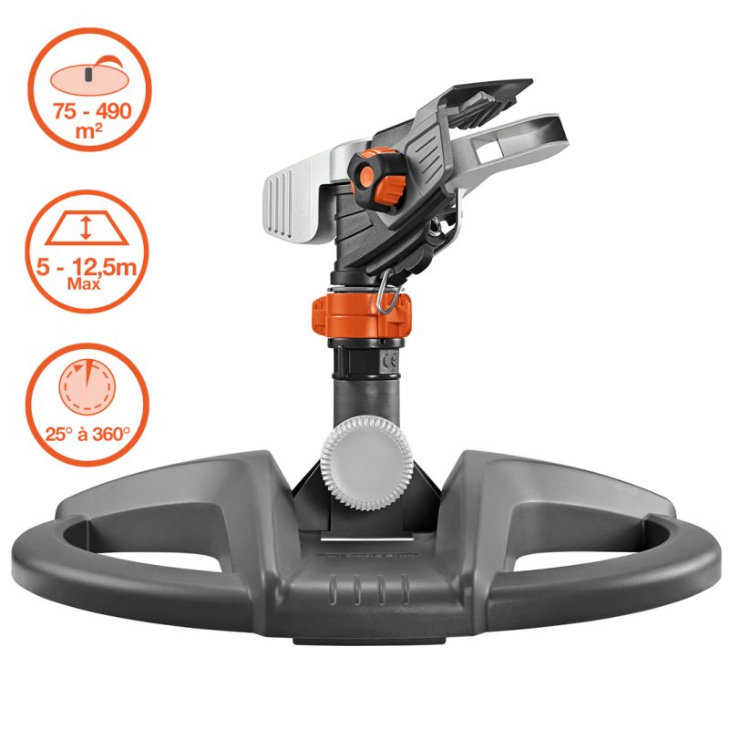 Arroseur-canon sur traîneau Gardena Premium vu de face