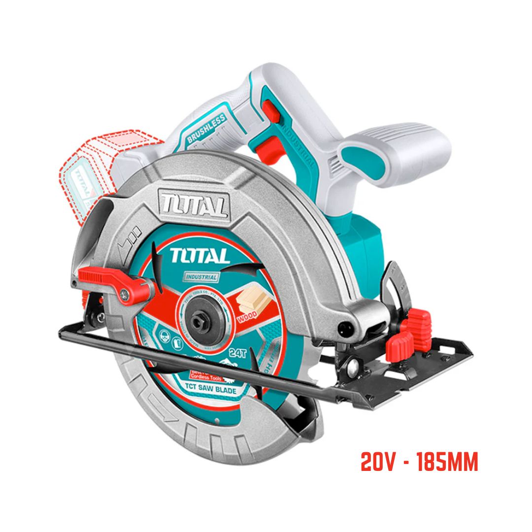 Scie circulaire sans fil TOTAL TSLI18513 20 V avec batterie et chargeur