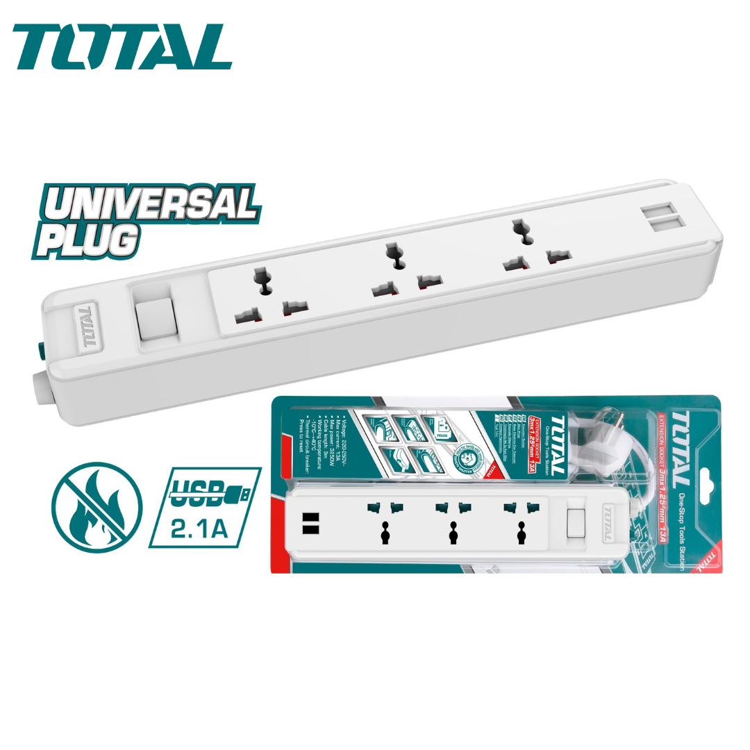 Prise d’extension & 2 ports USB TOTAL THES13041VSB