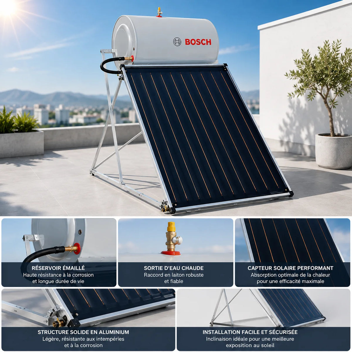 CHAUFFE EAU BOSCH 200L SOLAIRE 1 PLAQUE
