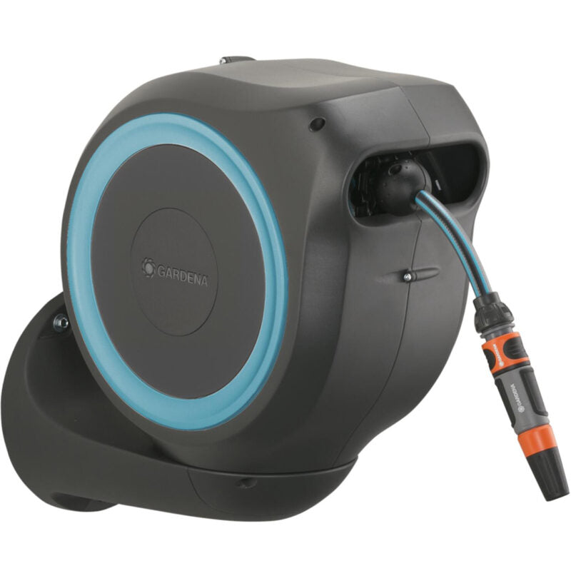 Dévidoir automatique mural RollUp S 15 m Gardena avec ses accessoires