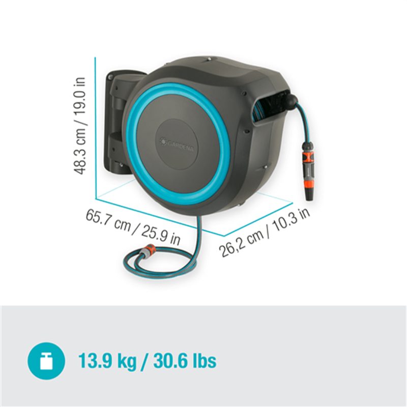 Enroulement automatique du tuyau de 13 mm sur le RollUp XL Gardena