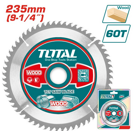Lame scie circulaire 235mm 60T Bois TOTAL TAC231623