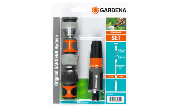 Accessoires pour tuyaux d'arrosage Gardena 19 mm présentés à plat