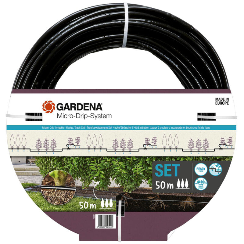 Kit d'initiation Gardena 50 m de tuyau à goutteurs incorporés avec bouchon de fin de ligne