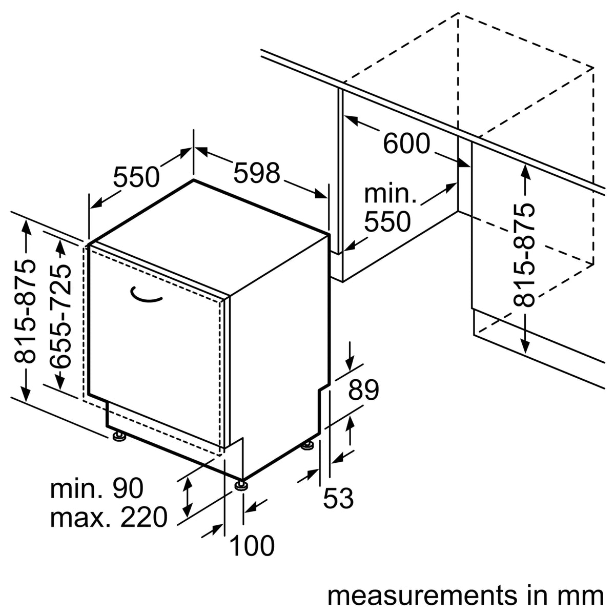 Schéma d'encastrement tout intégrable Bosch