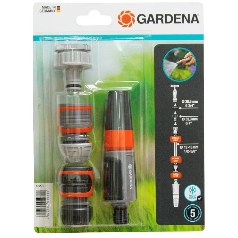 Nécessaire d'arrosage de base Gardena 19 mm (3/4″) complet avec ses cinq pièces