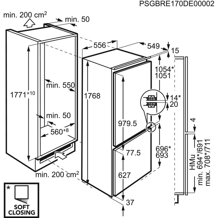 Schéma d'encastrement et dimensions du AMG2853AOW