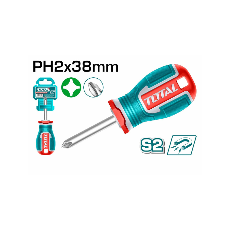 Tournevis cruciforme Phillips PH2 38 mm TOTAL TSDPH2038