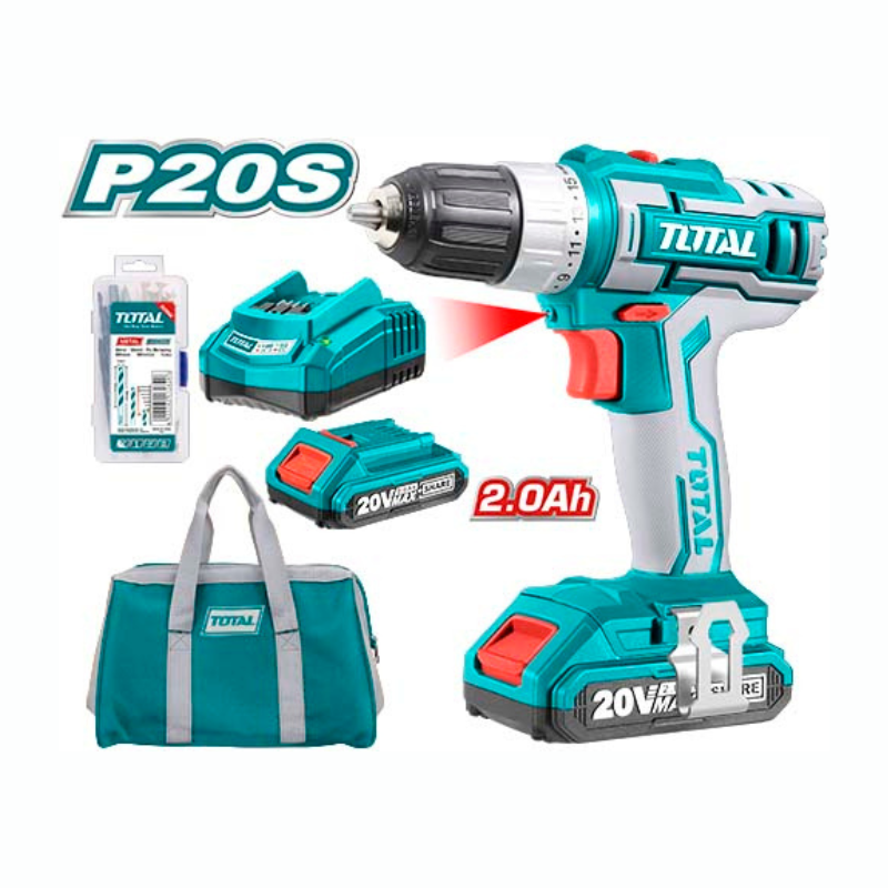 Perceuse Visseuse 20V / 2.0Ah & 2 batteries TOTAL TDLI2002