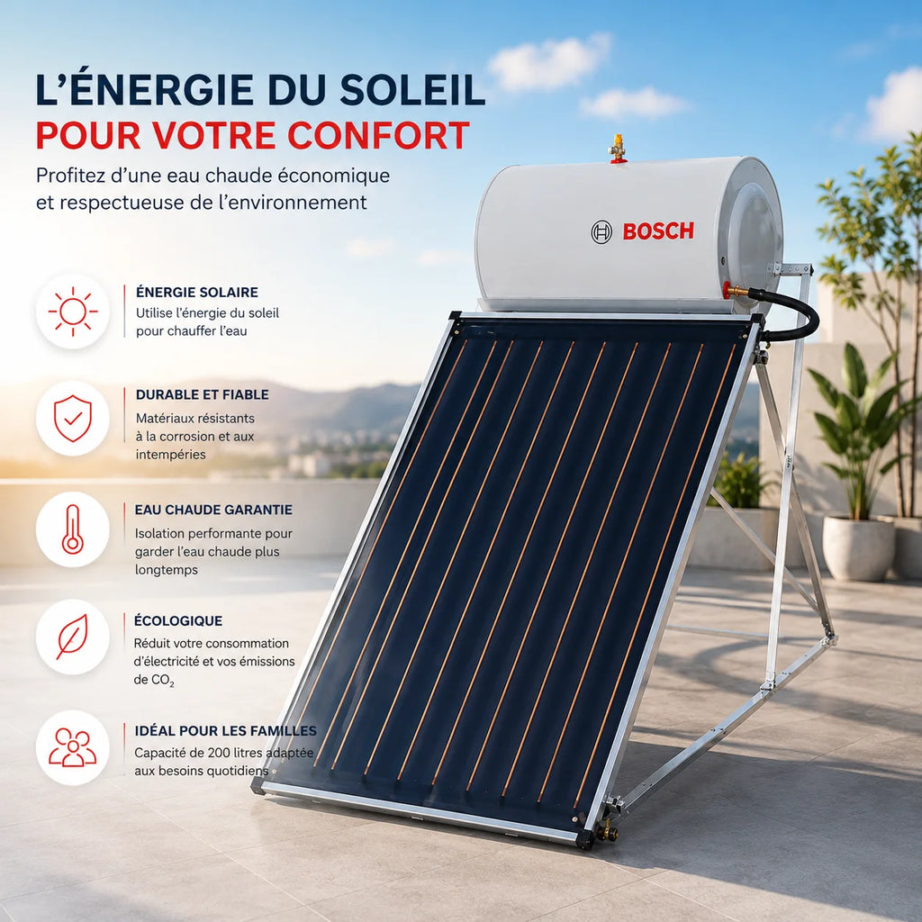 CHAUFFE EAU BOSCH 200L SOLAIRE 1 PLAQUE