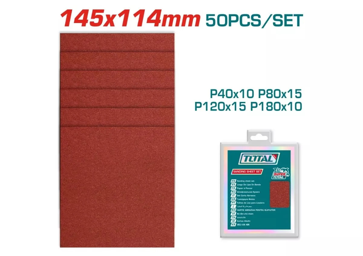 50 feuilles abrasives pour ponceuse orbitale TOTAL TAC749141121
