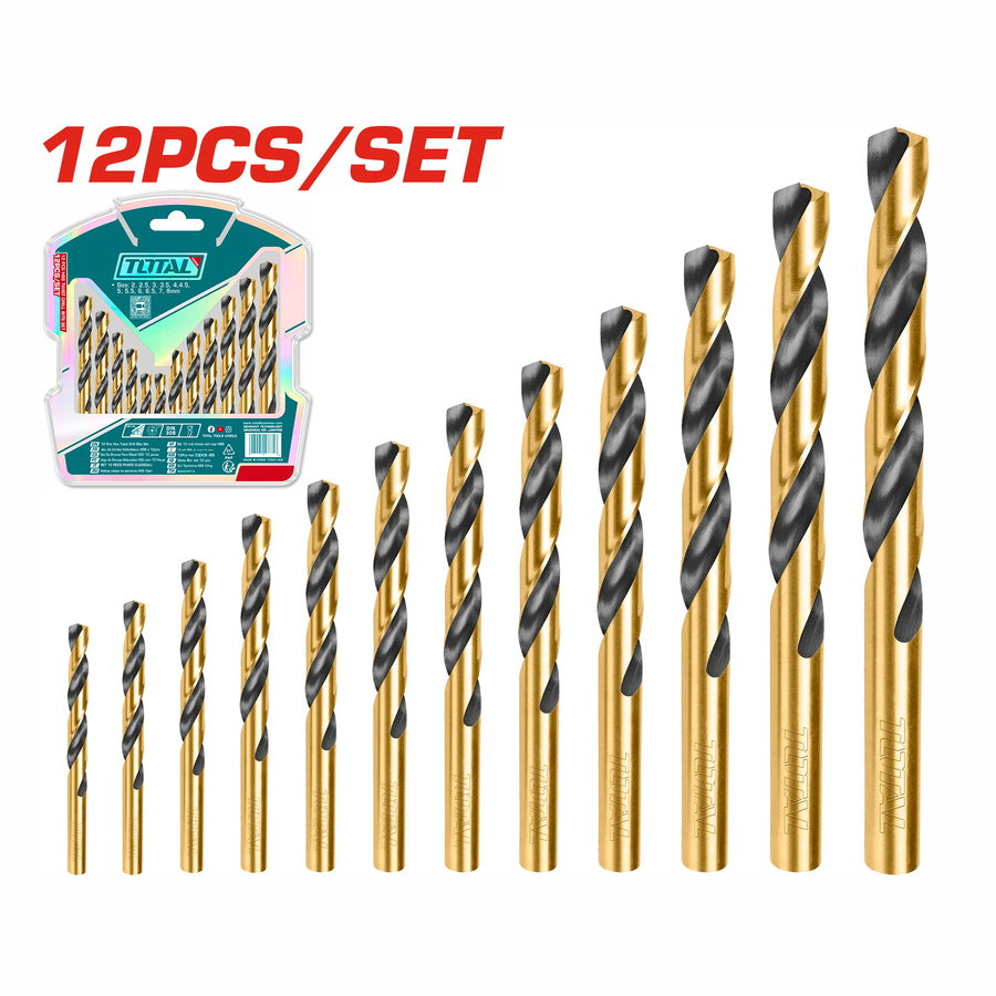 Jeu de 12 Forets à métaux HSS TOTAL TACSD0125