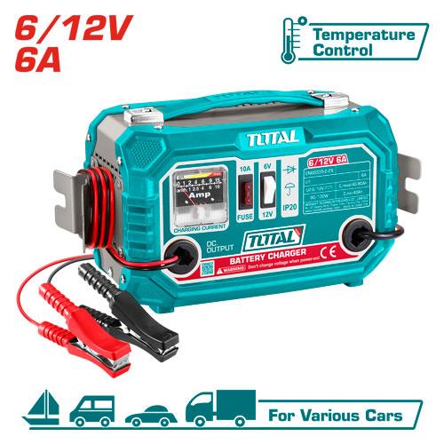 Chargeur de batterie TOTAL TBC1501 6/12 V 6 A