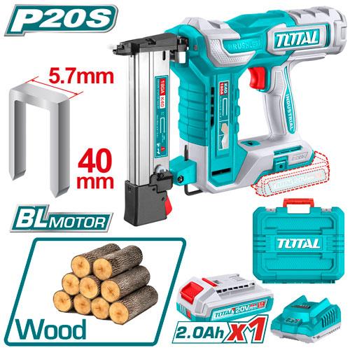 Agrafeuse à bois sans fil TOTAL TCSNLI6008 20 V avec moteur Brushless