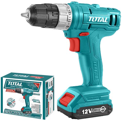 Perceuse visseuse sans fil TOTAL TDLI1211 12 V lithium-ion, 20 Nm