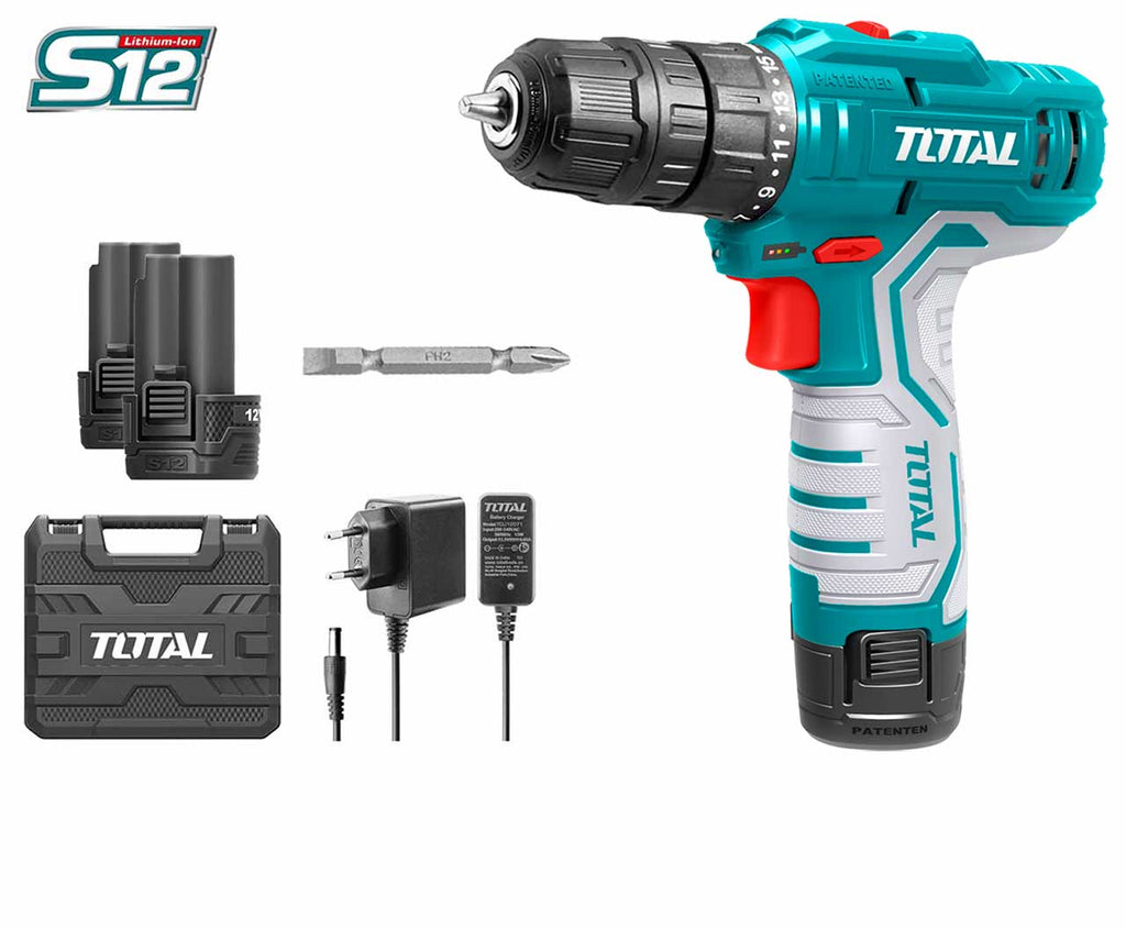 Perceuse visseuse sans fil 12V 1,5Ah 2 batteries TOTAL TDLI12325
