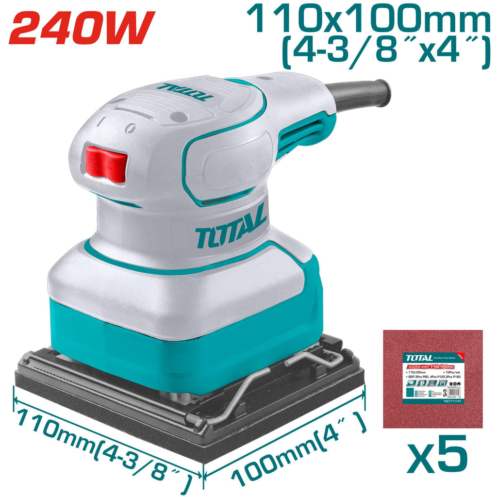 Ponceuse vibrante filaire TOTAL TF2241108 240 W