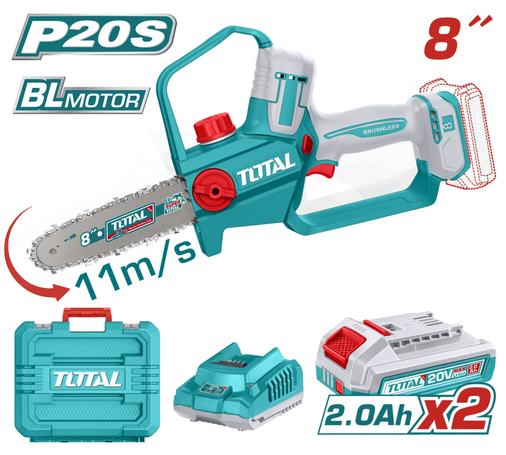 Scie à chaîne sans fil TOTAL TGSLI20882 20 V avec guide de 8 pouces