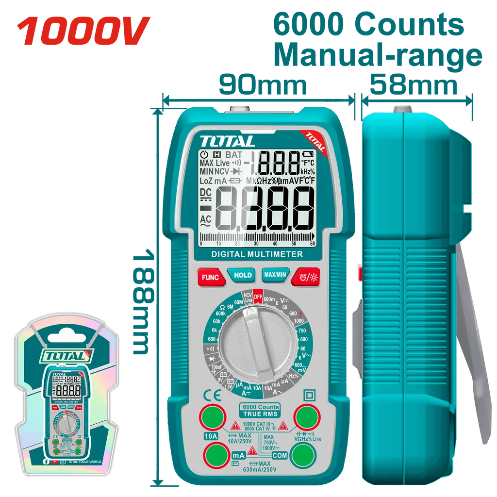 Multimètre numérique 1000V TOTAL TMT5310002