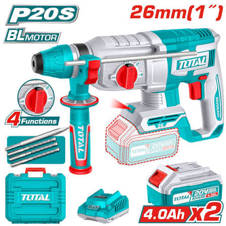 Marteau perforateur sans fil TOTAL TRHLI202682 20 V brushless SDS-Plus 26 mm