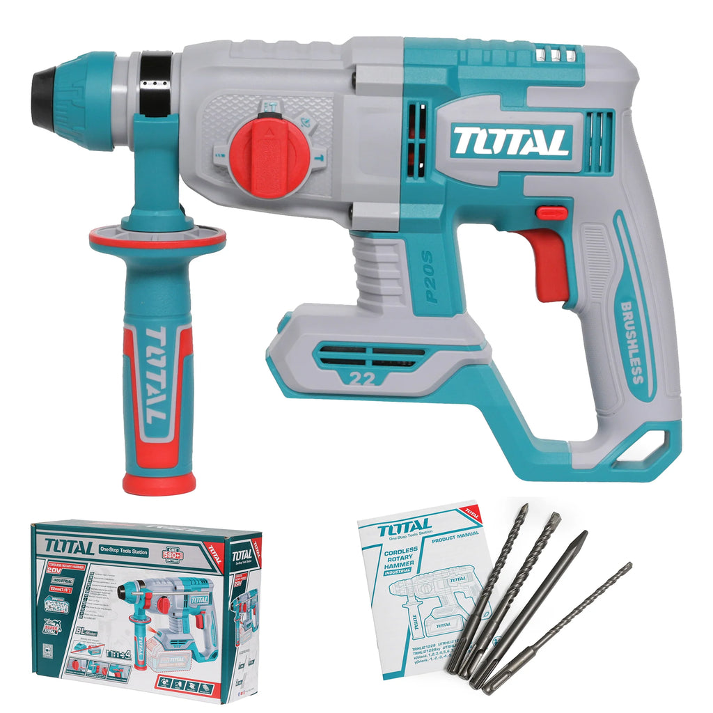 Marteau perforateur sans fil TOTAL TRHLI212282 20 V brushless SDS-Plus avec 2 batteries