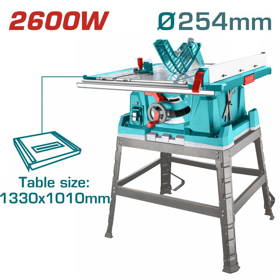 Scie à table TOTAL TS526043 2600 W avec lame de 254 mm