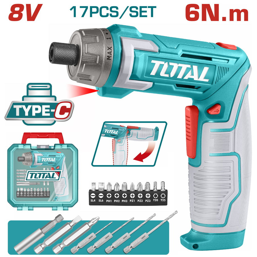 Visseuse sans fil Li-ion TOTAL TSDLI08025 8 V à poignée réglable