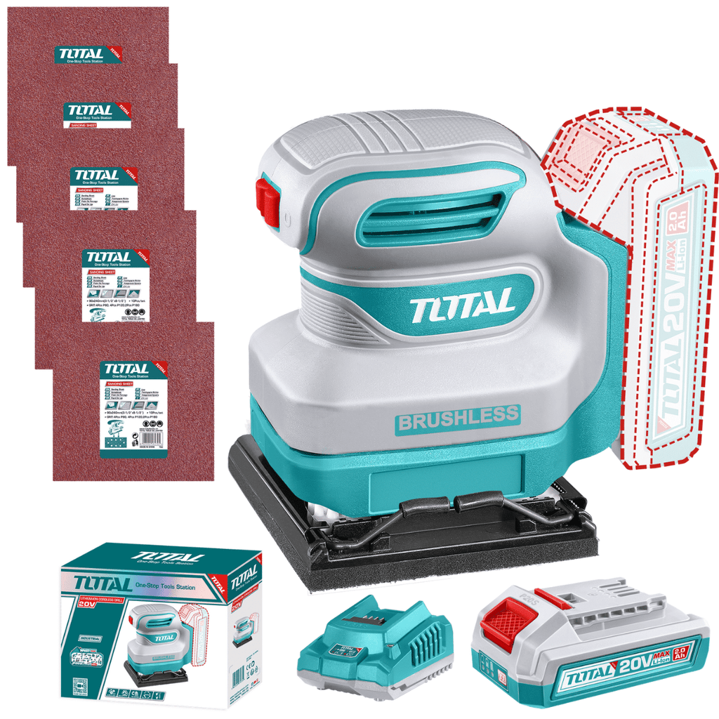 Ponceuse orbitale sans fil TOTAL TSHSLI20241 20 V avec batterie
