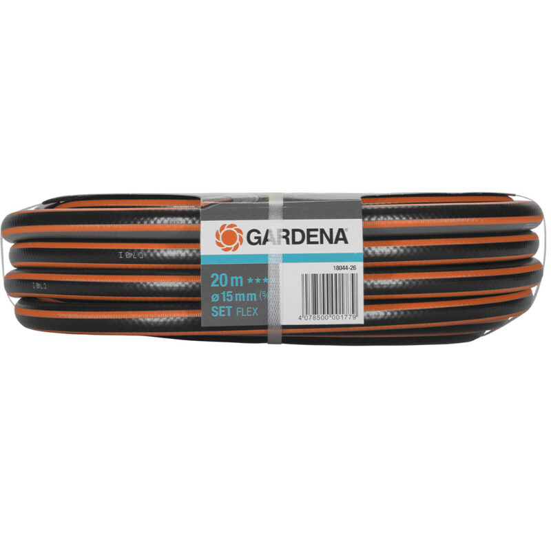 Contenu du kit : tuyau 20 m, lance de nettoyage et raccords Gardena