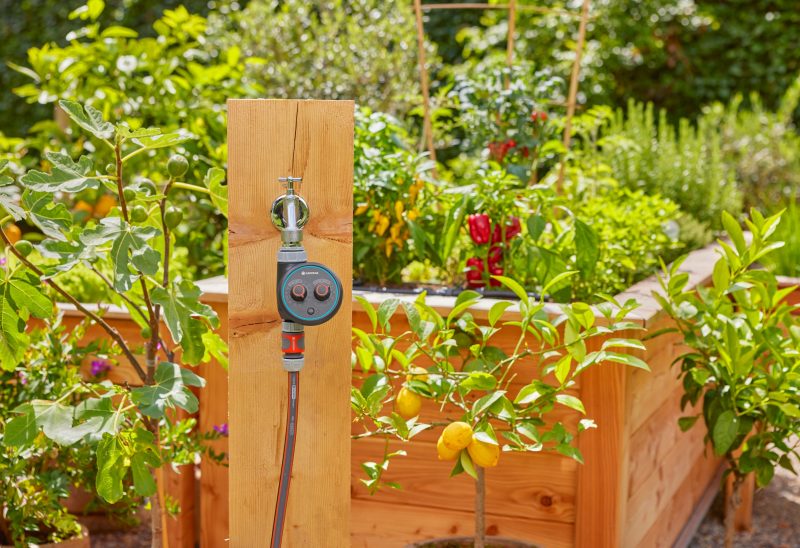 Arrosage automatique de plantes en pot piloté par le programmateur Gardena Easy Plus