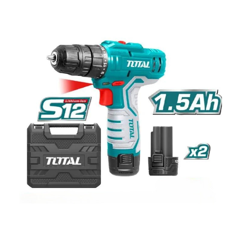 Perceuse visseuse sans fil 12V 1,5Ah 2 batteries TOTAL TDLI12325