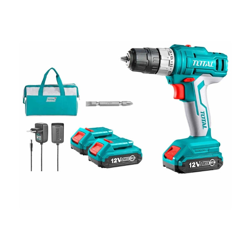 Perceuse visseuse sans fil TOTAL TDLI1222 12 V, 25 Nm, avec deux batteries lithium-ion
