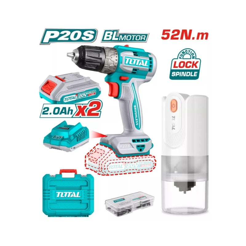 Perceuse Visseuse sans fil Brushless 20V avec Broyeur à café TOTAL TOSLI240315