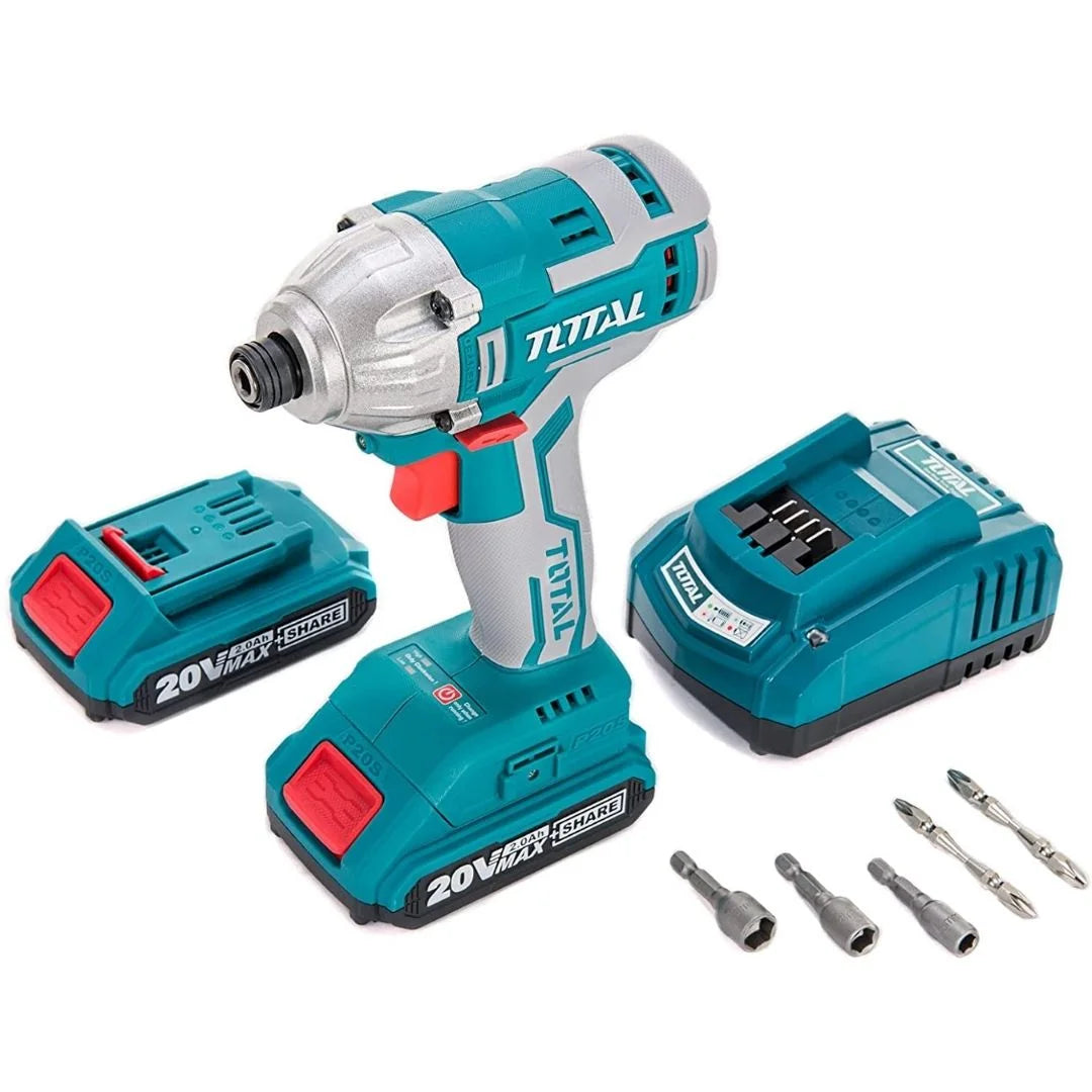 Clé à chocs sans fil TOTAL TIRLI2002 20 V avec 2 batteries et chargeur