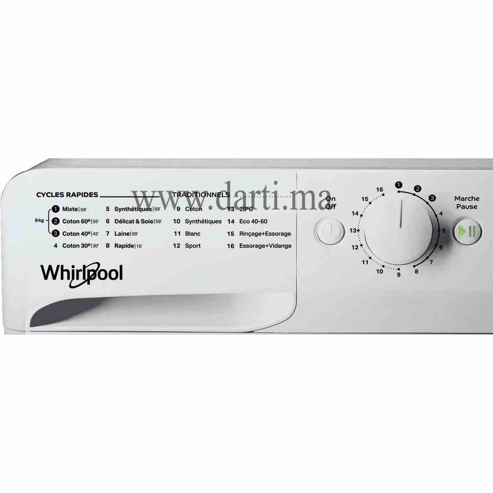 Machine à laver frontale 8 kg 1200 tr/min silver — Whirlpool WMTE8123S NA