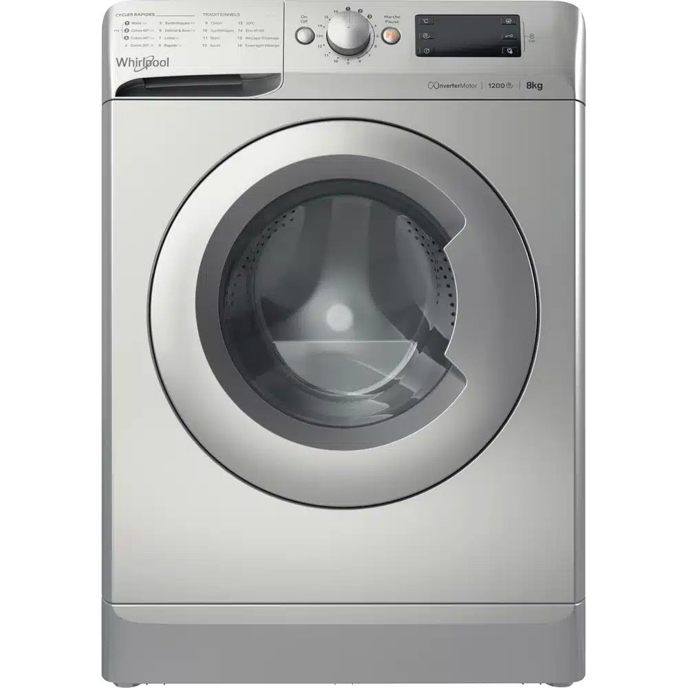 Machine à laver frontale 8 kg 1200 tr/min silver — Whirlpool WMTE8123S NA