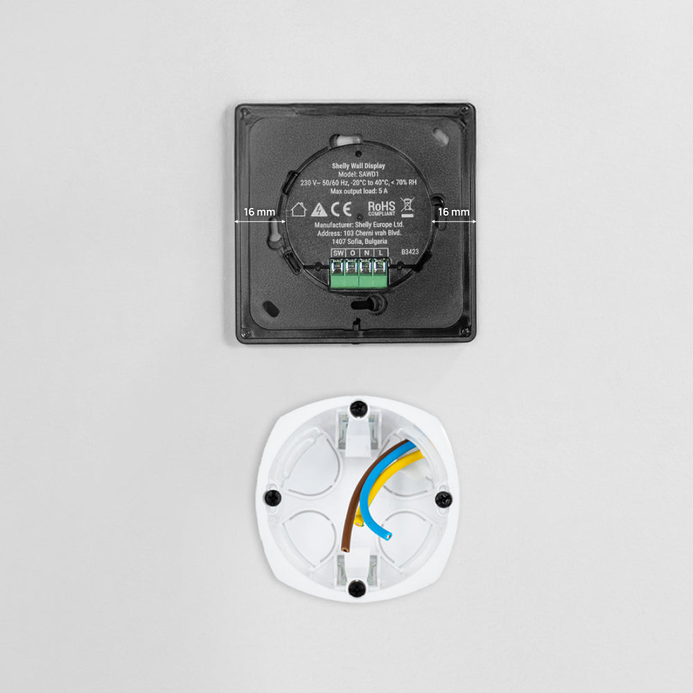 Shelly Wall Display 4″ — dimensions du boîtier